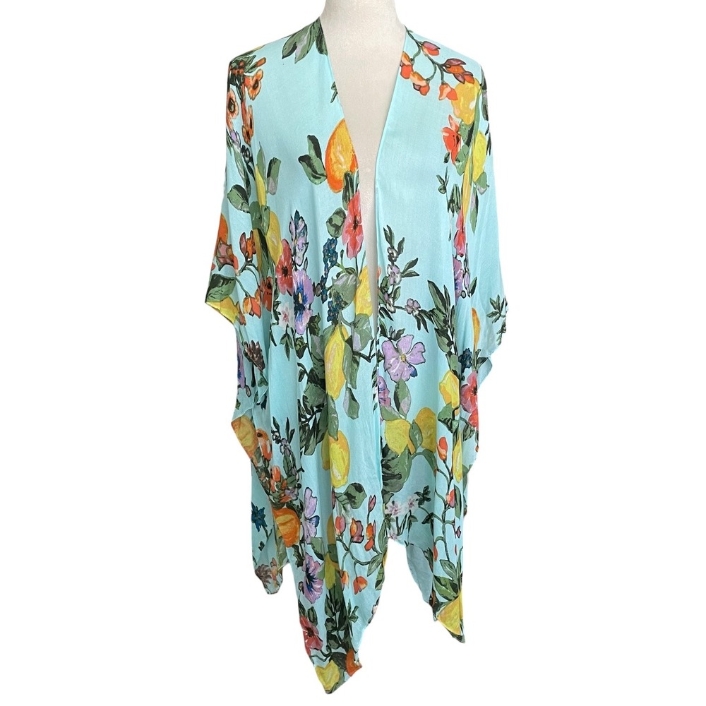 Saachi Tropical Fruit Beach Cover Up‎ Cardigan One Size Resort Coastal Colorful